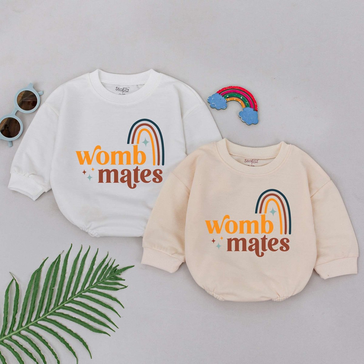 Womb Mates Twin Baby Romper Best Friends Twin Romper Besties Bodysuit BFF Soulmate Baby Clothes Baby