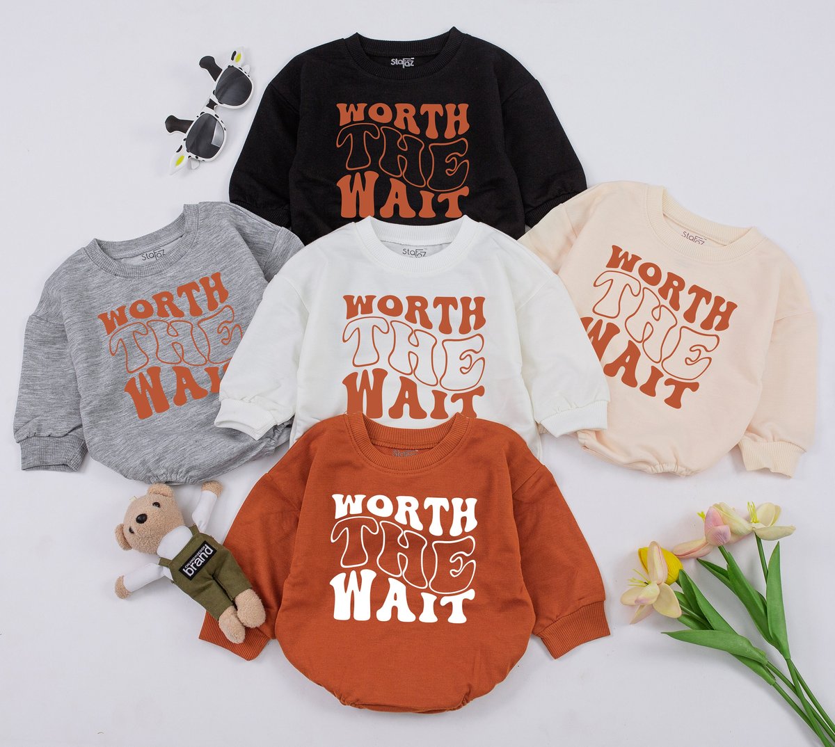 Worth the wait Baby Romper IVF Bodysuit Pregnancy Announcement Adoption Baby Clothes Baby Shower Gif 153