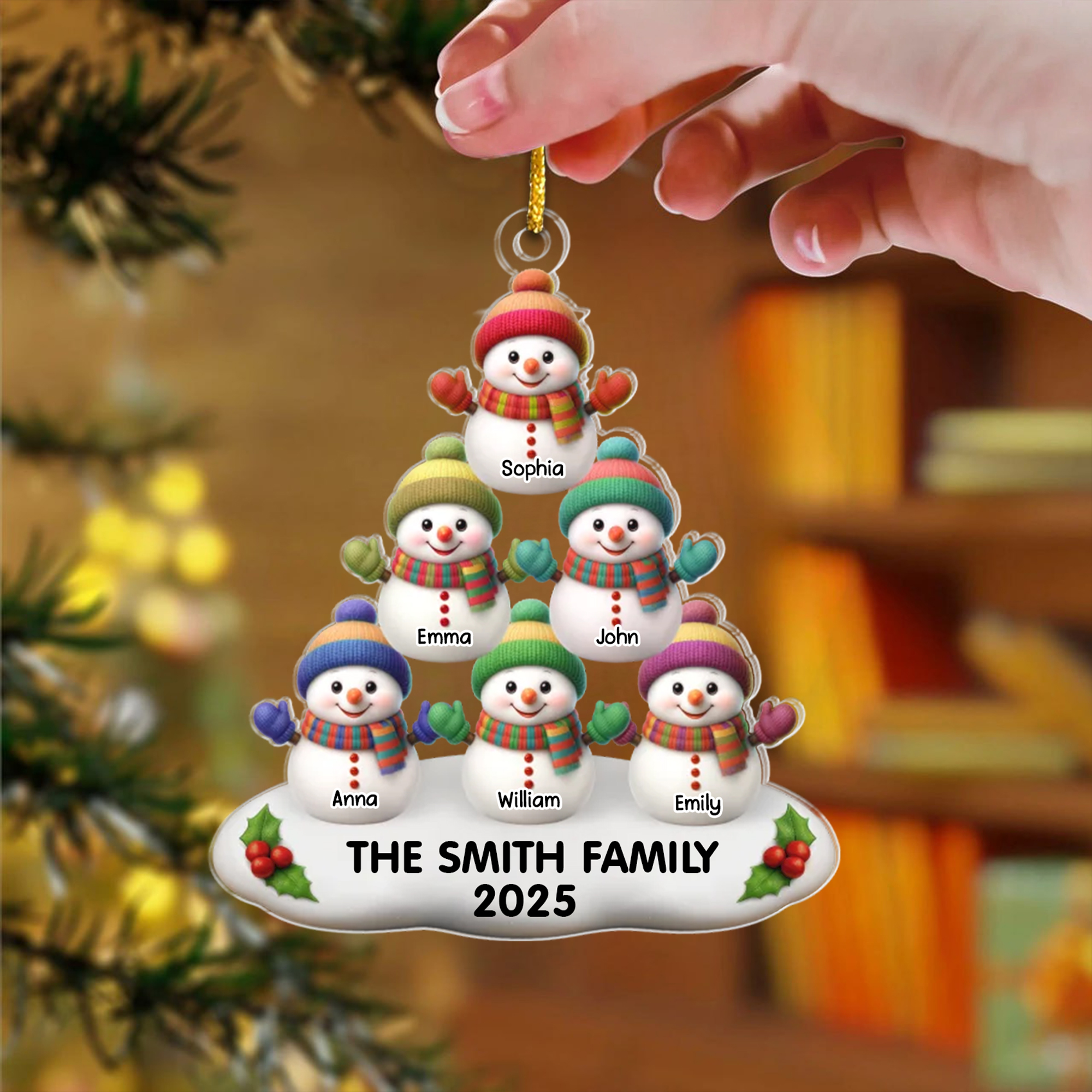 Personalized Snowman Family Christmas Ornament - Acrylic Custom Name Holiday Decor for Families 2025-ASO-SQ8Q5