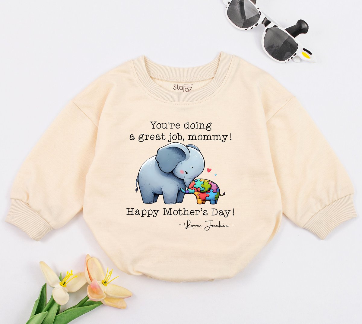 You're doing a great job mommy elephant autism Bubble Baby Romper Personalized Mother's Day Baby B 169