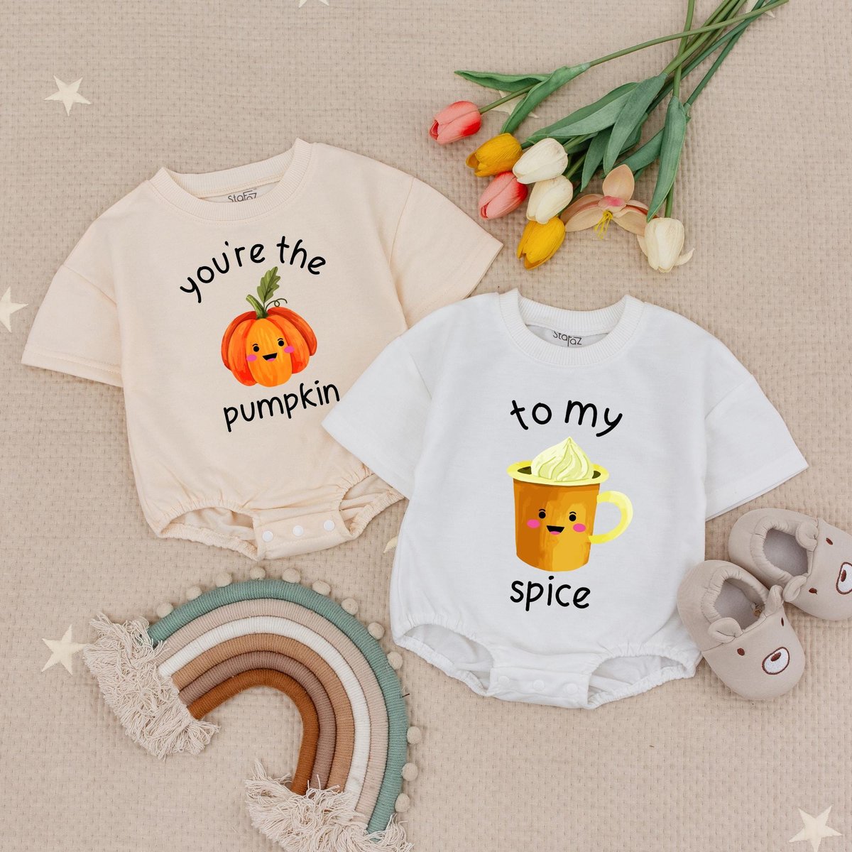 You're The Pumpkin To The Spice Baby Romper Set Twins Fall Baby Bodysuits Cute Pumpkin Spice Baby O