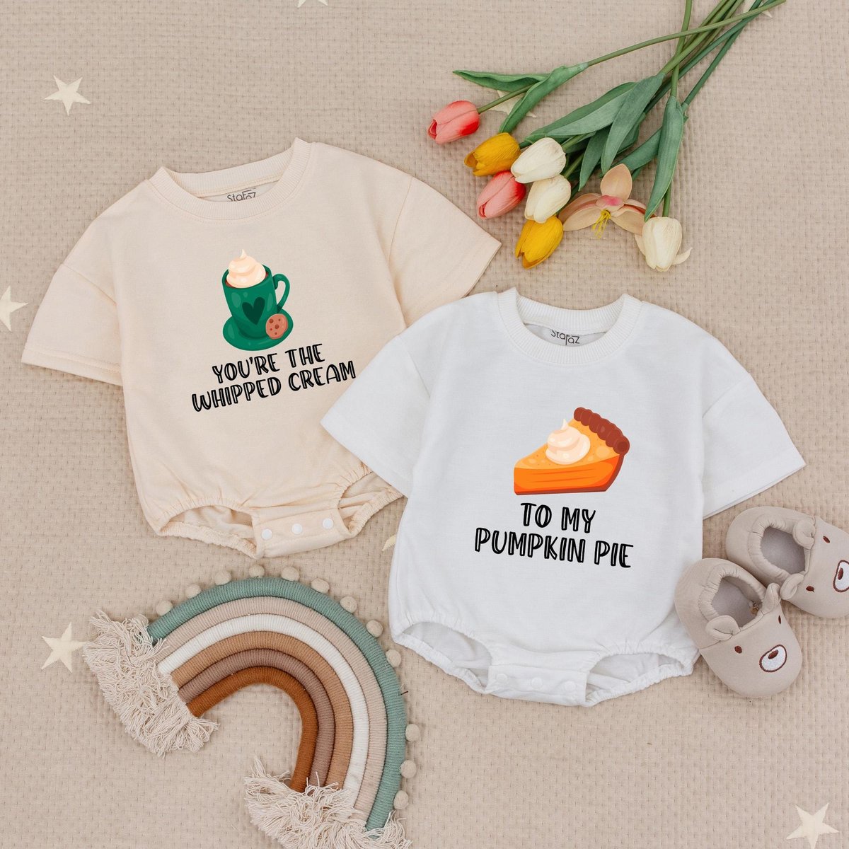 You're The Whipped Cream To My Pumpkin Pie Twin Baby Rompers Thanksgiving Matching Outfits for Twin